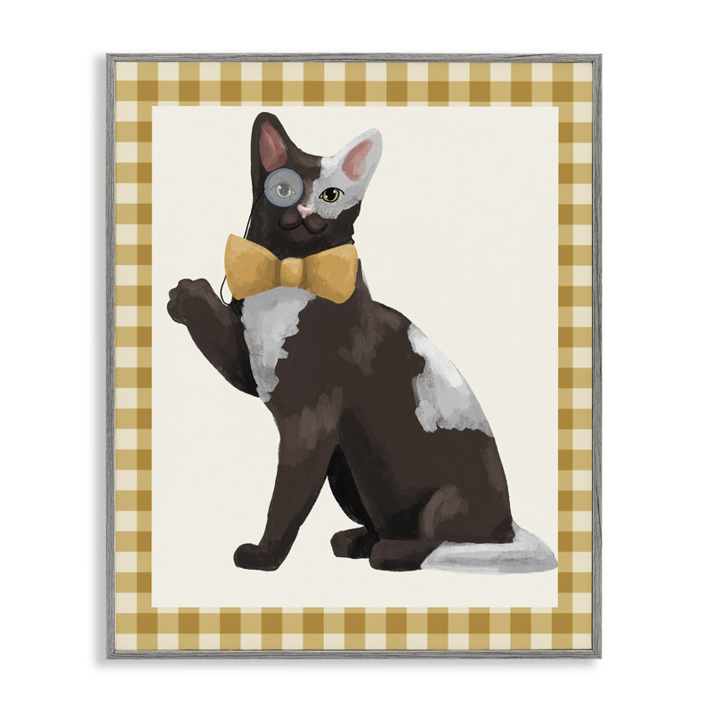 «Gentleman Cat» avec giclée encadrée, design par Sadie Harper, H 14 po x l 11 po, Estampe numérique Farmhouse