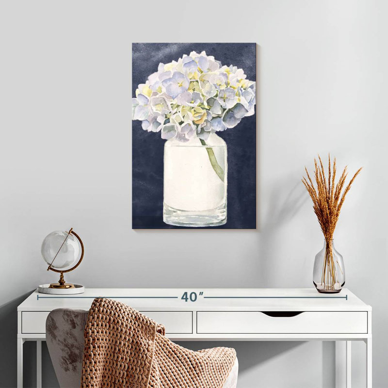 Harnek Tranquil Blossoms Navy, 24" H x 16" W