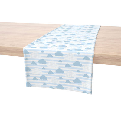 Table Runner, 100% Cotton, 16X108", Blue Clouds & Stripes