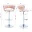 Tabourets de bar roses de 2, réglables en hauteur avec poignée relevable, base, revêtement en velours, coussin rembourré en mousse, structure en métal stable, méthode d'installation facile, capacité de poids de 300 lb, fabrication