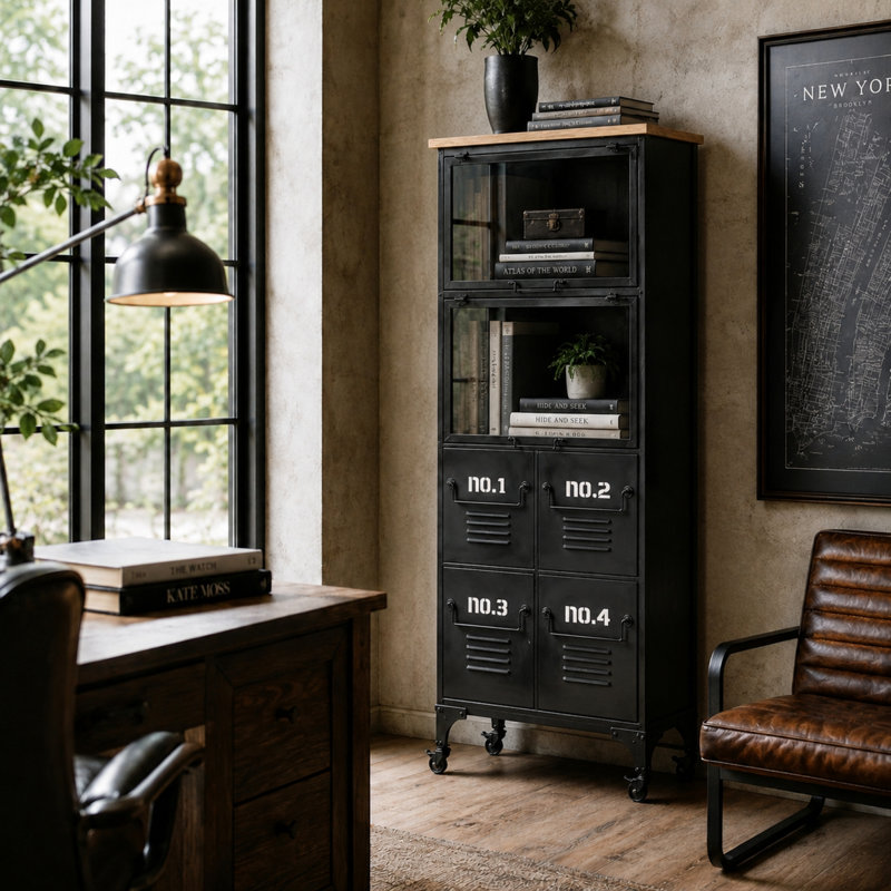 Blaine Industrial Metal Display Cabinet