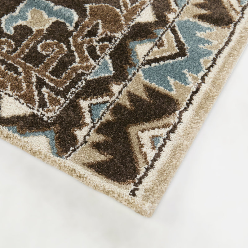 Tapis traditionnel brun / beige / bleu Louise, Rectangle 5 pi 3 po x 7 pi
