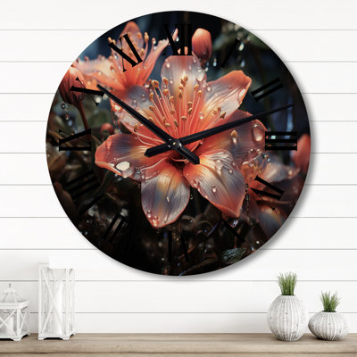 Horloge murale Coral Orange Wildflower By The River I