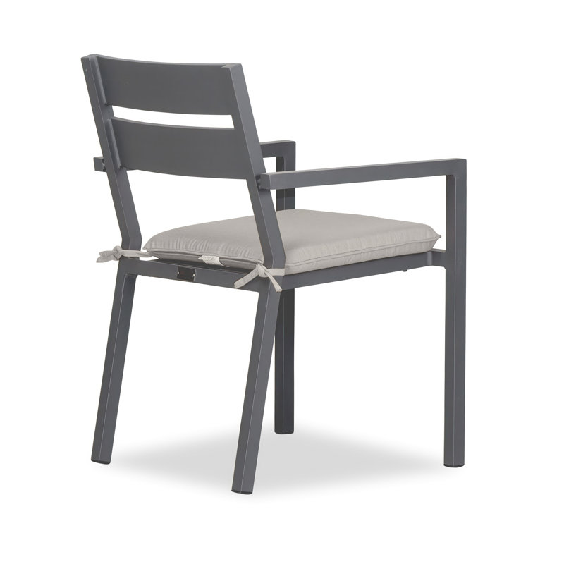 Pacifica Dining Arm Chair - White - Canvas Flax, Cast Silver Sunbrella®, Slate