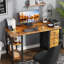 Rectangular Desk with Drawers & Storage Shelves-388917965-387207041