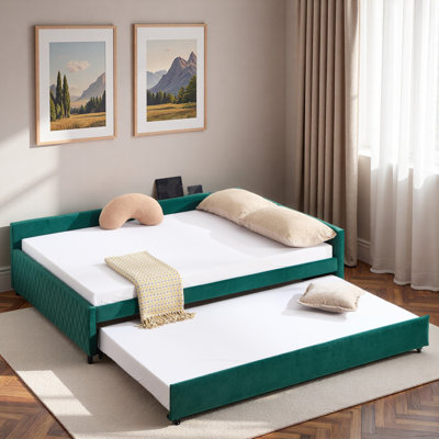Upholstered Daybed With Trundle And Usb