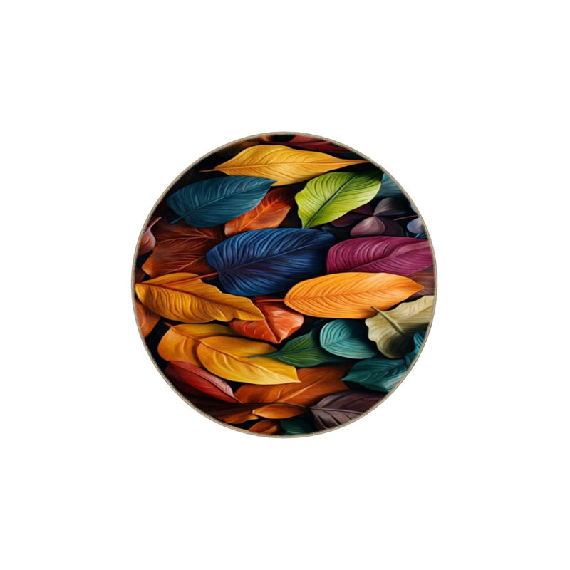 Multicolored Tree Leaf Landscape Patterned Woven Floor Carpet, Runner 2'6" x 6'7"