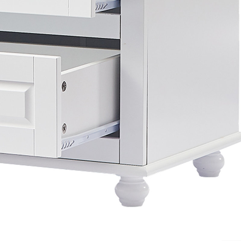 Freestanding Bathroom Linen Cabinet With Drawers, Adjustable Shelf, Metal Handles