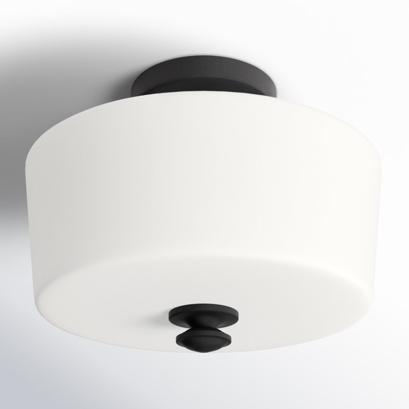 Plafonnier semi-encastré 2 lumières 12,5 po Nula, Forgé noir