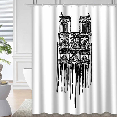 Rideau de douche cathédrale avec 12 crochets