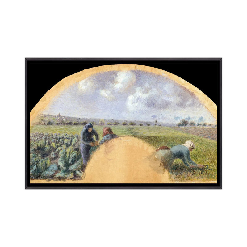 «Fan Mount, The Cabbage Gatherers», reproduction d'art sur toile encadrée, H 40 po x l 26 po, Noir patiné