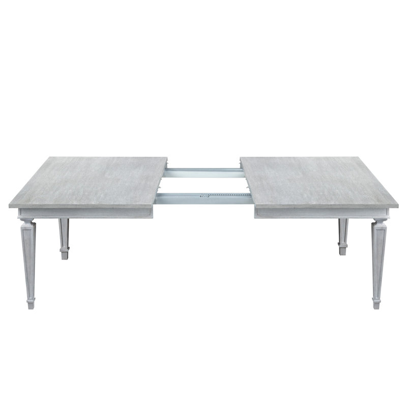 Stanley Willow 72" Extendable Dining Table in Pewter – Modern Farmhouse Dining Table for 6 to 8 People, Solid Wood with Leaf Extension, Rectangular Table for Kitchen or Dining Room