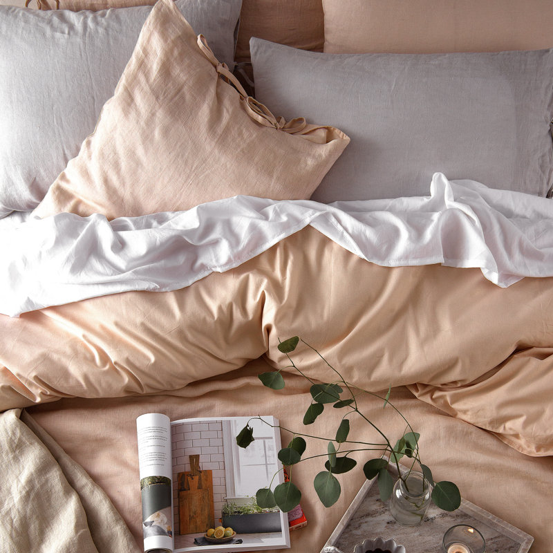 Ginesta Modern & Contemporary Duvet Cover, Blush, Queen Duvet Cover + 2 Standard Shams