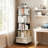 5 Tier Rotating Bookshelf, 360° Display Round Spinning Bookshelf With Wheels And Drawer, Space-Saving, Small Space Rotating Bookshelf Tower For Bedroom, Living Room, Home, Office, Warm White-482248806-482248807