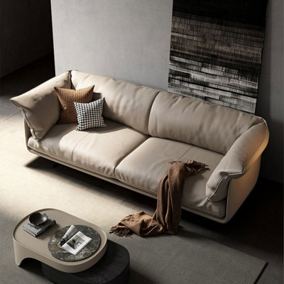 Khaki Genuine Leather Standard Sofa cushion couch