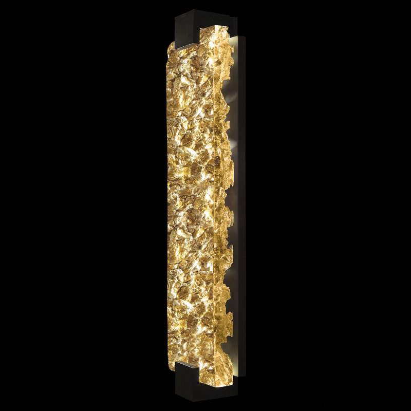 Terra LED Flush Mounted Sconce, Gold, Black, 27.75" H x 6.25" W x 3.5" D