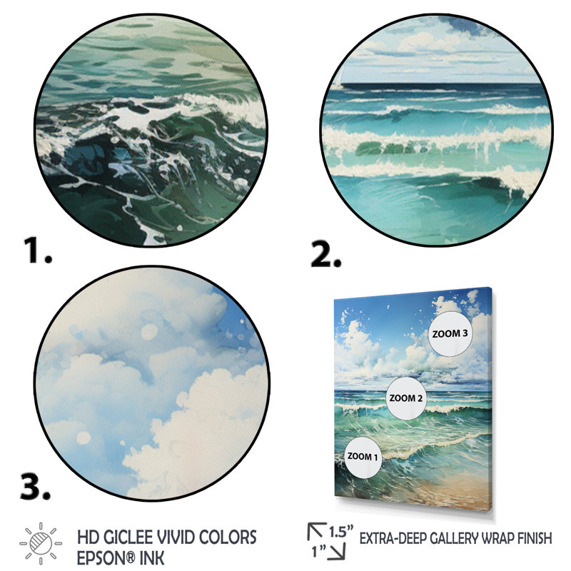 Riback Beach Photo Ocean Escape VII sur toile, H 40 po x l 30 po x P 1,5 po, Cadre photo noir