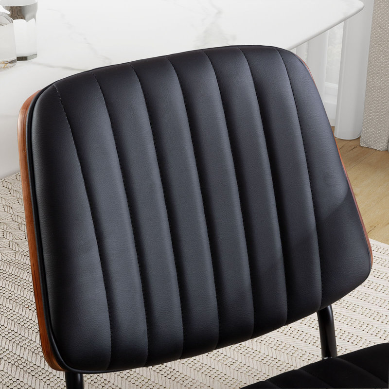 Chaise de salle à manger rembourrée Lashanay, Noir, Noyer