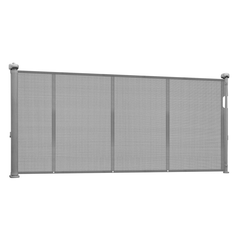 Barrière de bébé rétractable de 34 po de hauteur extensible à 110 po de largeur pour enfants ou animaux de compagnie gris