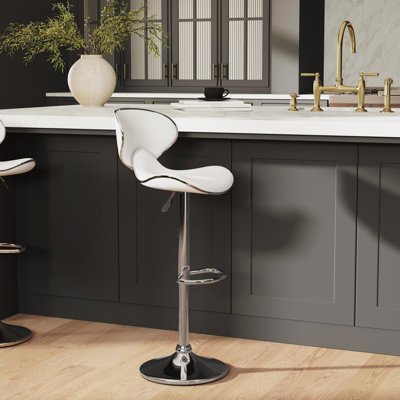 Aishvi Swivel Upholstered Adjustable Height Counter Stool with Metal Frame