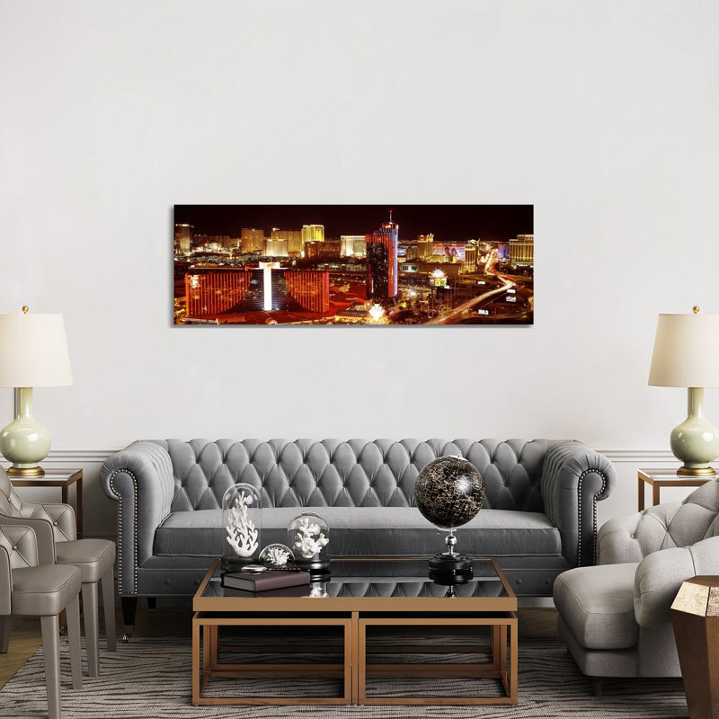 City Lit up at Night, Las Vegas, Nevada, USA #4 1 Piece Wrapped Canvas Panoramic Wall Art, 152.4 cm H x 50.8 cm W x 1.91 cm D