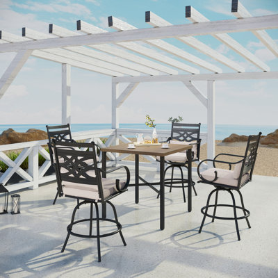 Alyne 4 - Person Patio Dining Set with Extendable Square Table , Cushions Included