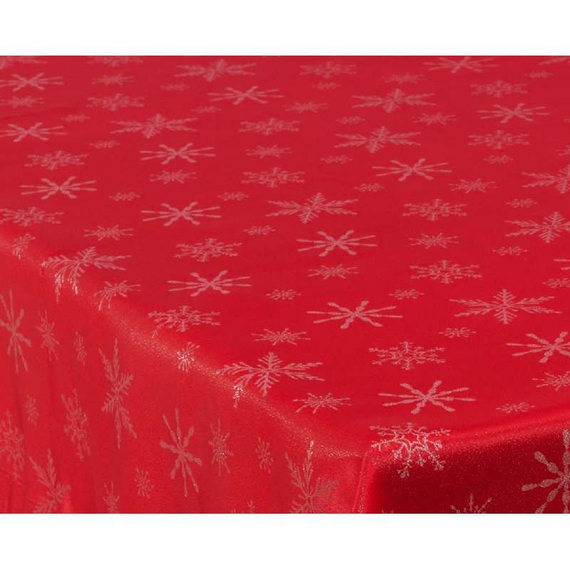 Christmas Snowflake Tablecloth, 137cm Round, Red