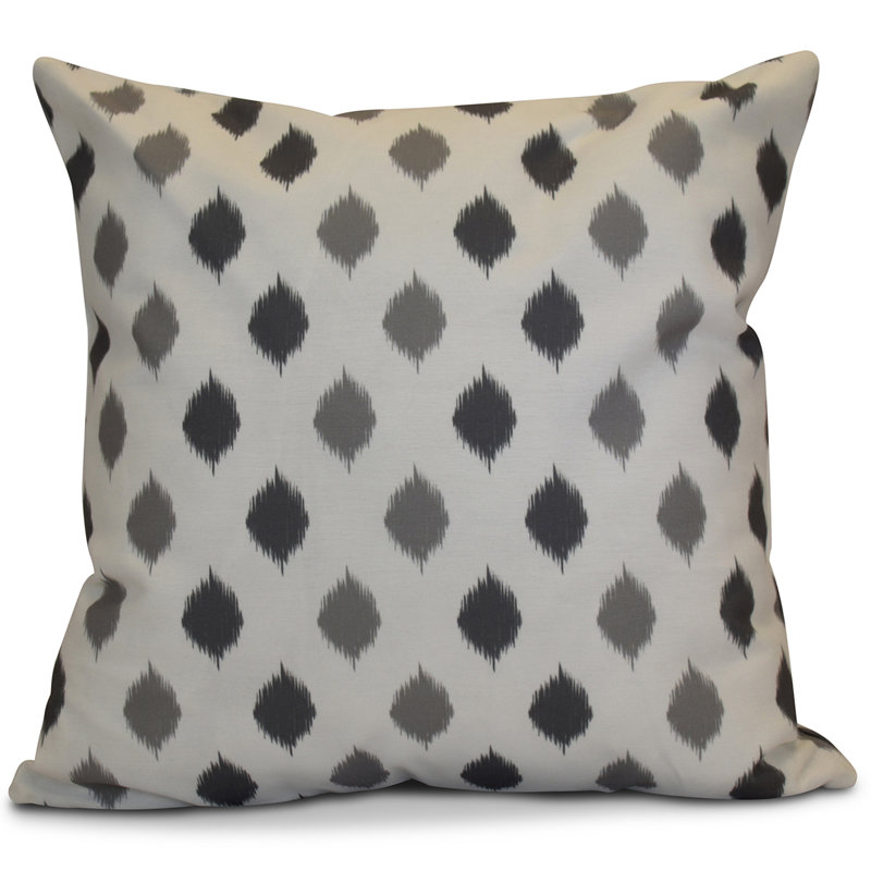 Hanukkah Geometric Outdoor Reversible Throw Pillow, 16"x16", Gray