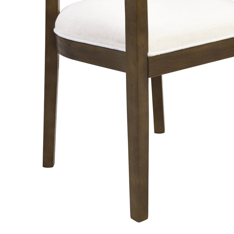 Avelin Contemporary Rubberwood 7-Piece Dining Set With Upholstered Tub Armchairs