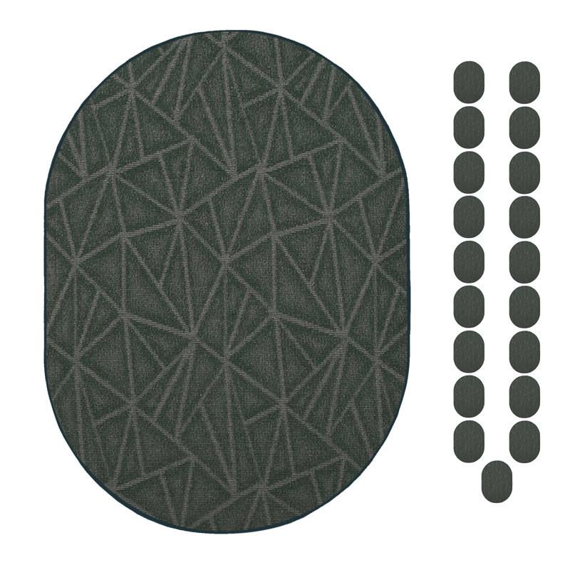 Ensemble de tapis vert Furnish My Place, Ovale 2 pi x 3 pi