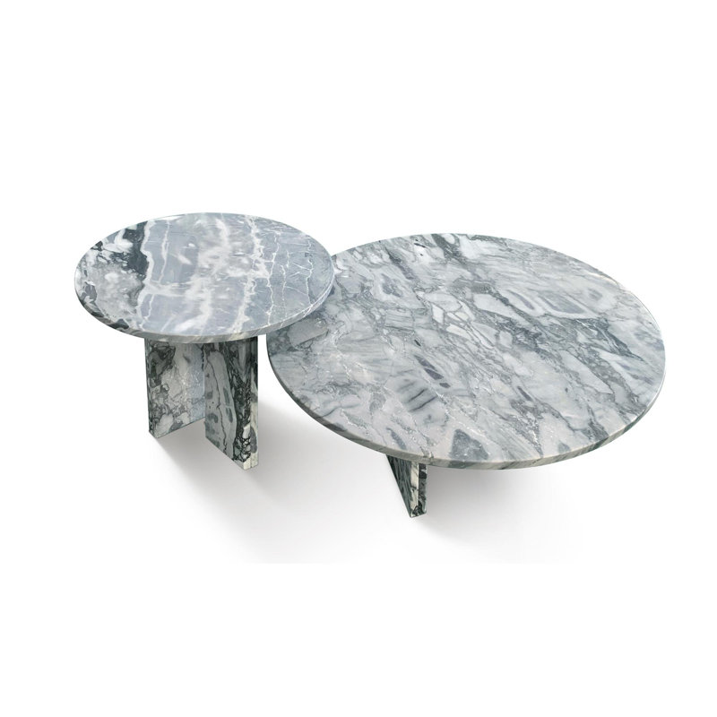 ensemble de tables basses en marbre naturel, Bleu/gris