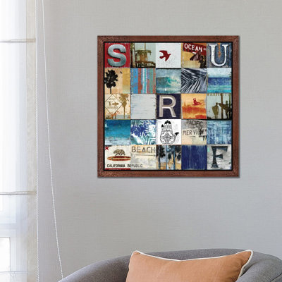 Surf City by Charlie Carter - Floater Frame Painting on Canvas