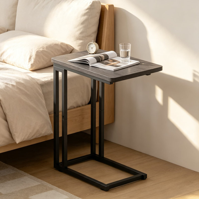 Table de bout en forme de C pour canapé-lit coulissant sous le canapé, table d'appoint Skinny pour les petits espaces, table à collation moderne, salon et chambre à coucher