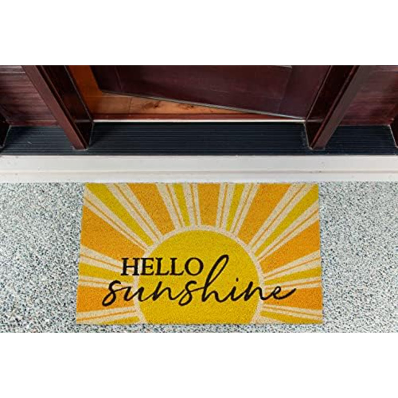 Decorative Hello Mat, 17X29, Yellow Hello Sunshine