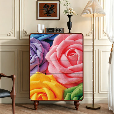 Solid Wood 5 Drawer Chest Colorful Decor