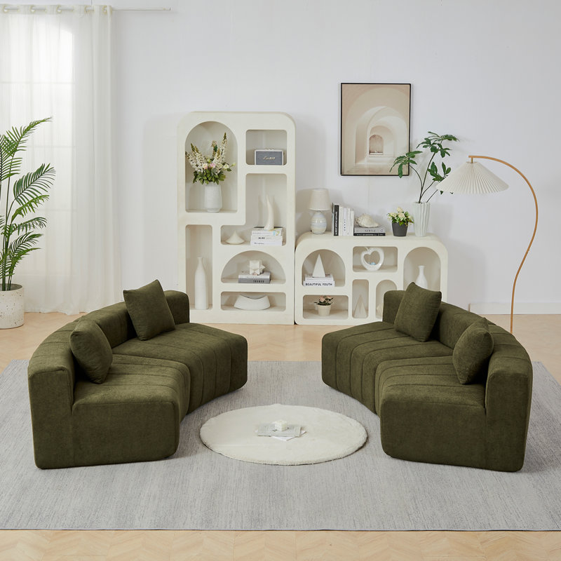 Canapé modulaire courbé en chenille avec 4 coussins, canapé modulaire courbé symétrique semi-circulaire pour la chambre à coucher, le salon, le bureau pour les loisirs ou la sieste, la salle de lecture et le hall d'entrée