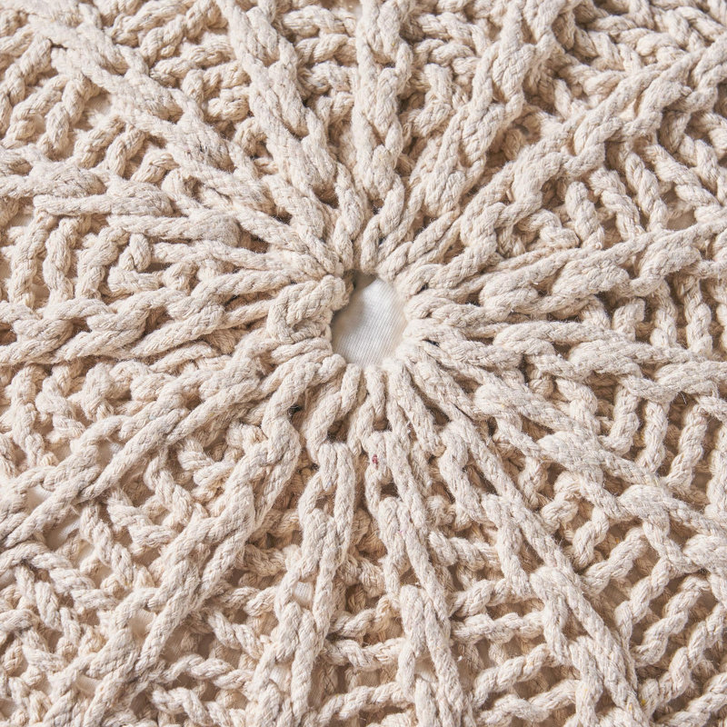 Pouf rond en coton Bordeaux, beige