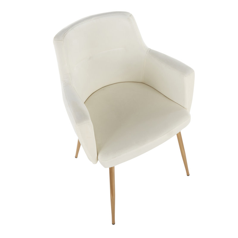 Beres 19.50'' H Velvet Upholstered Armchair, Cream