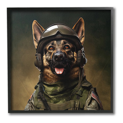 German Shepherd in Uniform Framed Giclee Art by Jim Baldwin