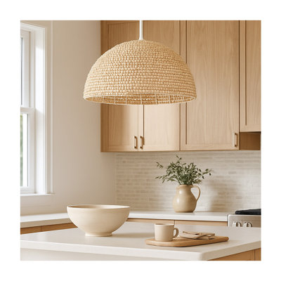 Dalia 1-Light Wooden Bead Dome Convertible Pendant