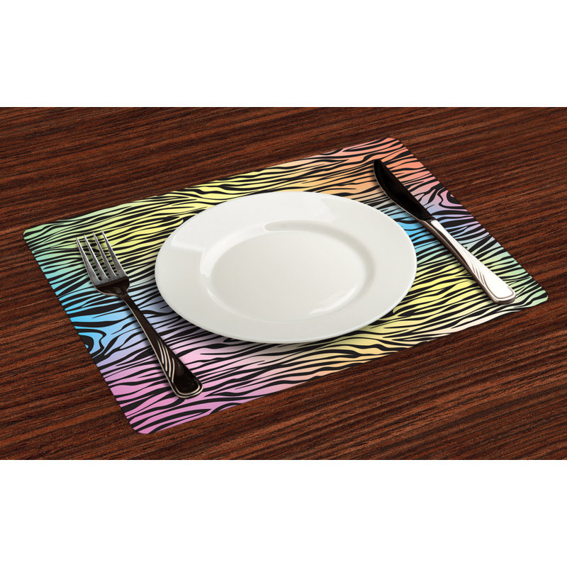 Polyester Abstract Rectangle Placemat, Yellow/Pink/Blue