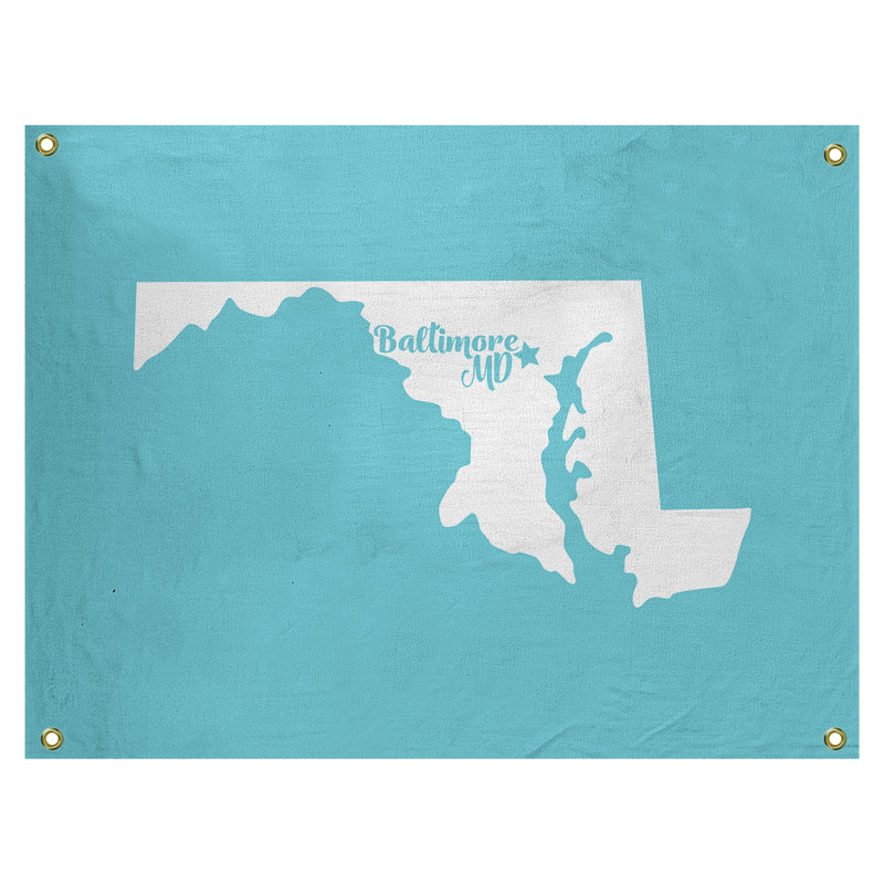 Tapisserie murale maryland baltimore, H 50 po x l 59 po, Bleu sarcelle