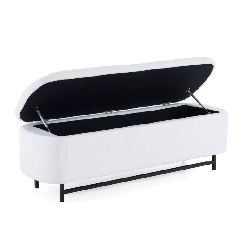 Elegant Ottoman With Spacious Storage Function, White