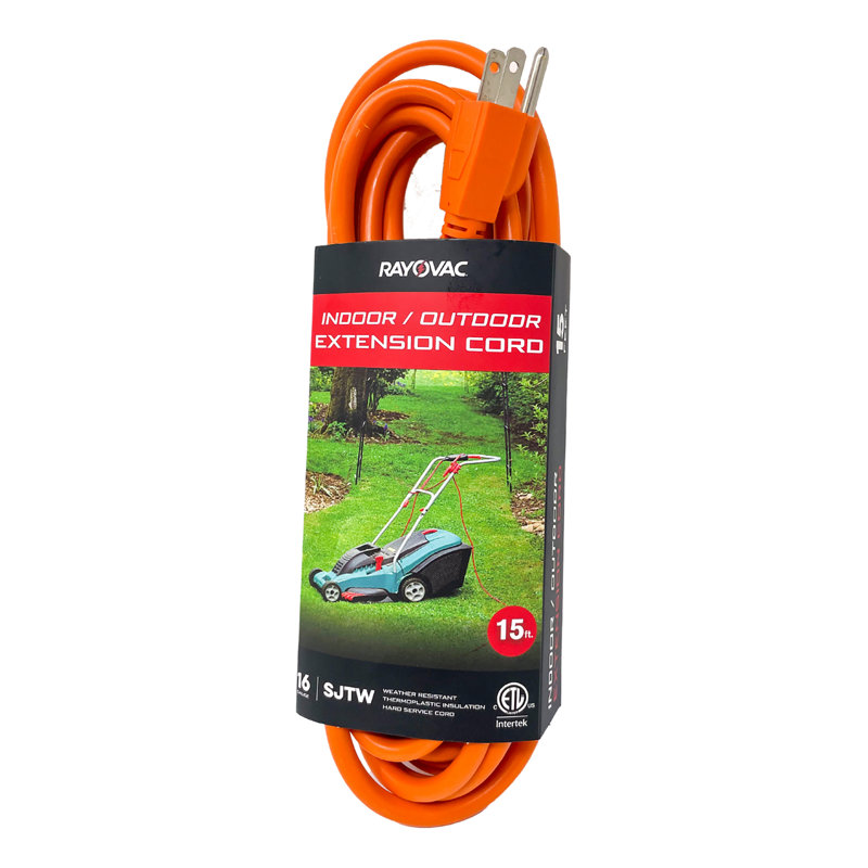 RAYOVAC® Indoor/Outdoor Extension Cord With SJTW Jacket, 15-Ft., Orange