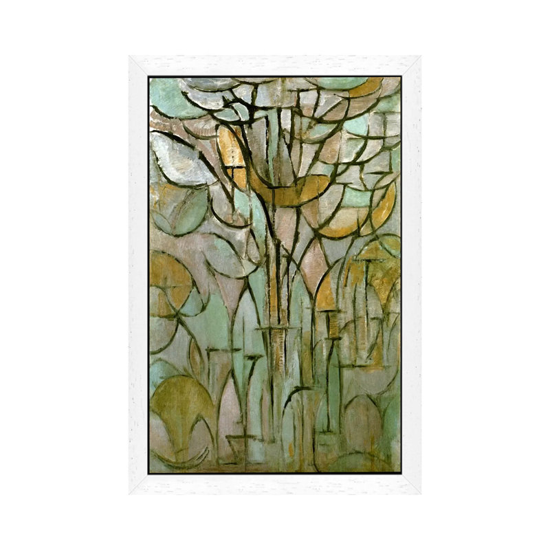 Piet Mondrian - Wrapped Canvas Painting, 66.04 cm H x 45.72 cm W, White Framed