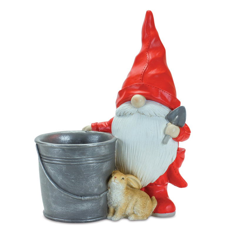 Gnome en résine Trinx Drina avec seau et lapin