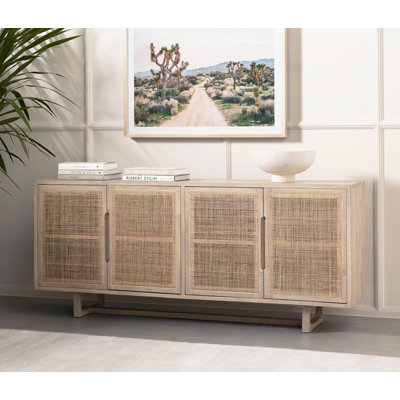Solid Wood Sideboard Cabinet TV Console Natural Pine Wood