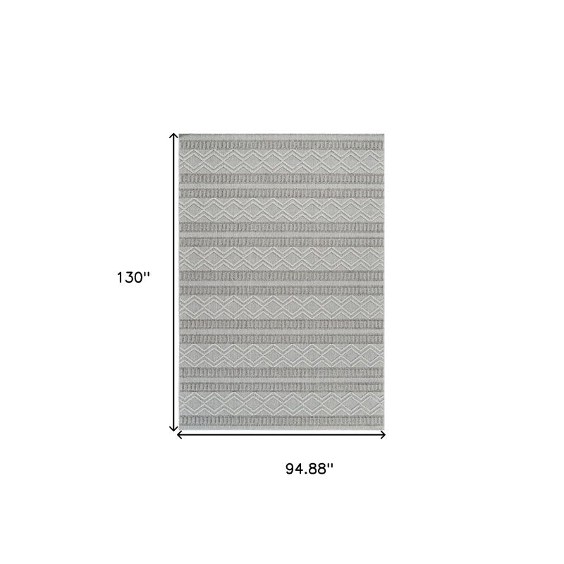 Tapis d'extérieur rayé beige et gris 8 pi x 11 pi
