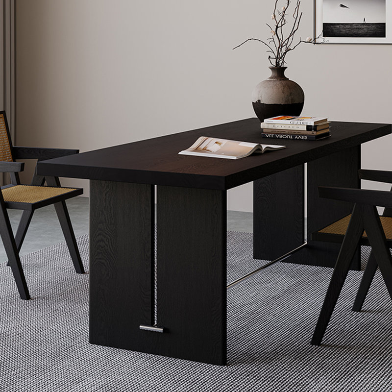 Black Rectangular Solid wood Butterfly Leaf Dining Table, 29.53"H x 70.87"L x 31.5"W