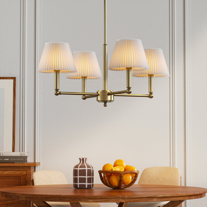 Costa Wrought Iron 4-Light Chandelier, Laiton brossé